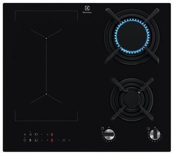 Варильна поверхня Electrolux комбінована (2 газ + 2 інд), 60см, розширена зона, чавун, чорний RC_KDI641723K фото