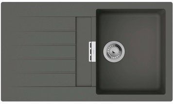 Мийка кухонна Hansgrohe S52, граніт, прямокутник, з крилом, 840х480х190мм, чаша &ndash; 1, врізна, сірий камінь RC_43356290 фото