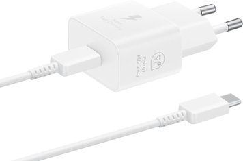 Зарядний пристрій мережевий Samsung 25Вт USB-С, кабель USB-C > USB-C, 1м, білий RC_EP-T2510XWEGEU фото