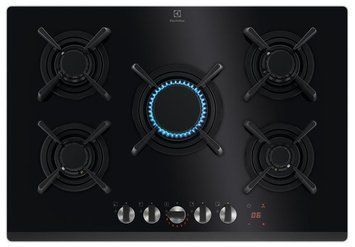 Варочная поверхность Electrolux газовая на стекле, 75см, чугун, электрон. управление, Hob2Hood, черный RC_KGG753753K фото