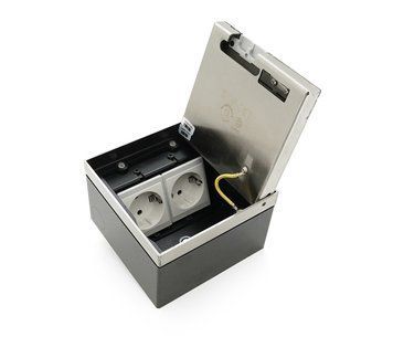 Розетка для підлоги Voltronic подвійна, AC:110-250V/10-16A, колір - сріблястий U_31520 фото