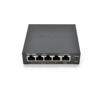 Комутатор POE 48V 4 порти POE + 1 Uplink POE IN 48-52 V корпус-метал Black живлення від POE U_9949 фото