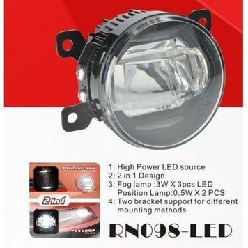 Фары доп.модель Renault/HD/NS/MB/SZ Cars/RN-098L/LED-12V9W+LED-1W/2в1/эл.проводка (RN-098-LED 2в1) OL_48327 фото