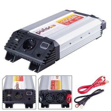 Перетворювач напруги PULSO/IMU-1020/12V-220V/1000W/USB-5VDC2.0A/мод.хвиля/клеми (IMU-1020) OL_00000031637 фото
