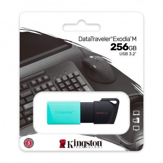 Накопичувач Kingston 256GB USB 3.2 Type-A Gen1 DT Exodia M Black Teal RC_DTXM/256GB фото
