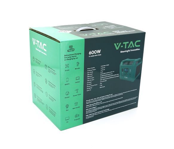 Портативна станція V-TAC Power VT-606N, LiFePO4 (IRF32135 12.8V 45Ah/576Wh), 600W PEAK 1000W, 18W 5V3.5A, PD18W, PD65W, 295*206*2. U_38044 фото