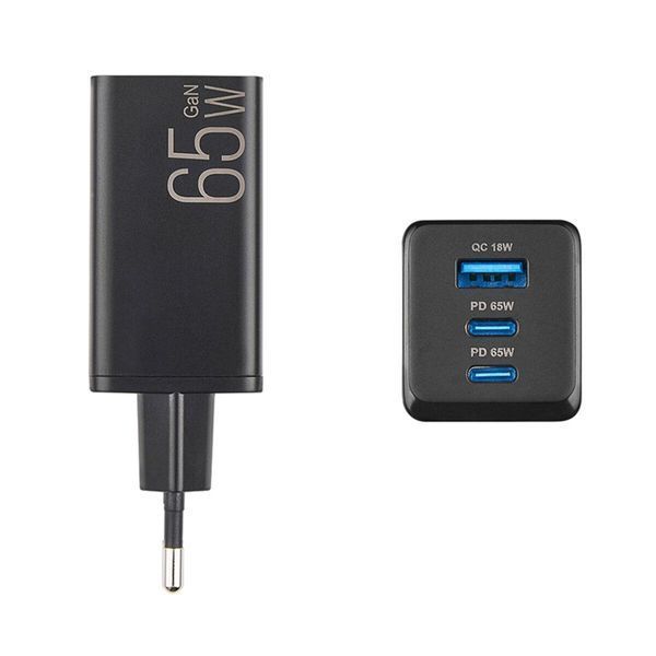 Мережевий зарядний пристрій Brevia ePowerGaN PD65W 2xUSB-C+USB-A чорний LI_44065GDCUB фото