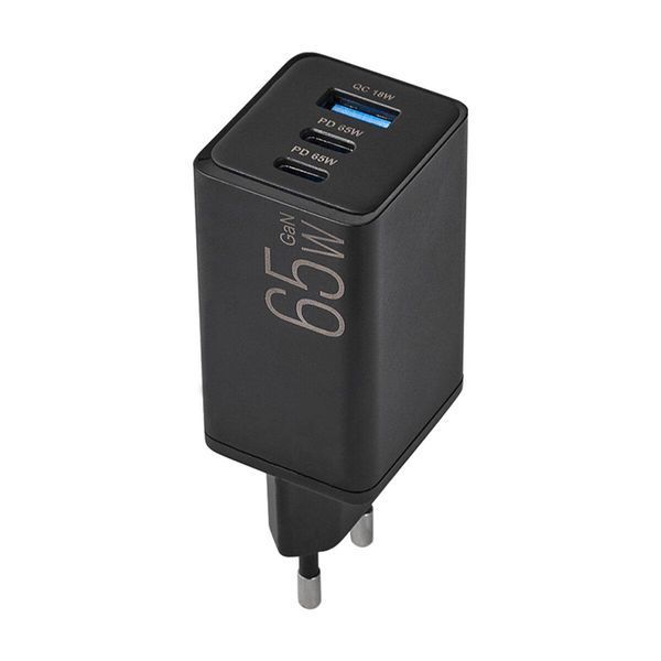 Мережевий зарядний пристрій Brevia ePowerGaN PD65W 2xUSB-C+USB-A чорний LI_44065GDCUB фото