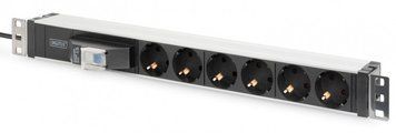 Блок розеток Digitus 1U, 6xSchuko, 16A, 250V, автомат, вилка Schuko RC_DN-95417 фото
