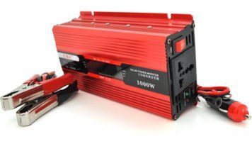Інвертор напруги UKC+LCD, 1000ВА(600Вт), 12/220V, approximated, 1 універсальна розетка, клем + крокодили U_27257 фото