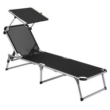 Ліжко розкладне Bo-Camp Sun Lounger With Sunscreen 5 Positions Black (1304460) DS_DAS301465 фото