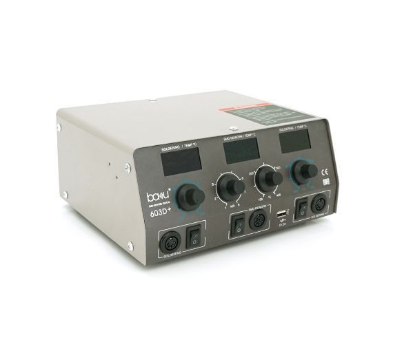 Паяльная станция BAKKU BA-603D+ цифровая индикация, фен, два паяльника (370*280*160) 4.35 кг U_35781 фото