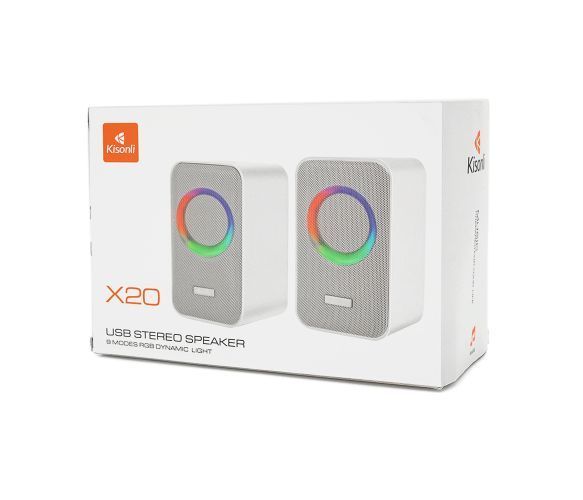 Колонки Kisonli X20BT, 2x10W, USB/RGB light/BT, DC: 5V/1-2A, Чорний, Q15 U_31329 фото