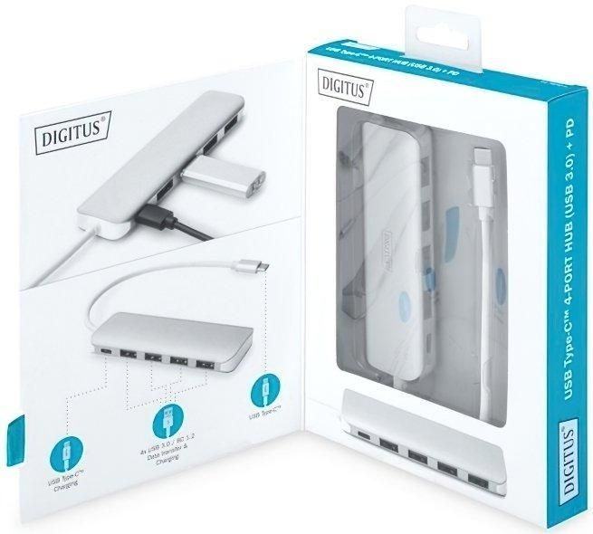 Digitus Концентратор USB Type-C, 4xUSB 3.0 + функція зарядного пристрою RC_DA-70242-1 фото