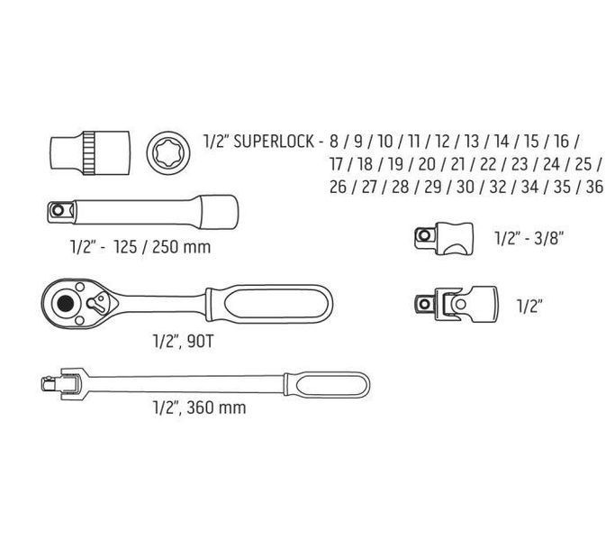 Набір інструментів Neo Tools 1/2, 33 шт 08-692 RC_08-692 фото