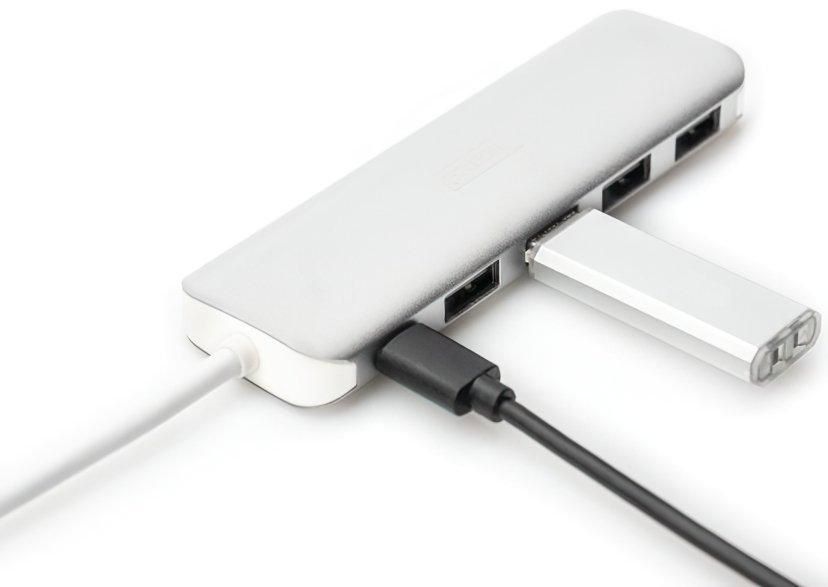 Digitus Концентратор USB Type-C, 4xUSB 3.0 + функція зарядного пристрою RC_DA-70242-1 фото