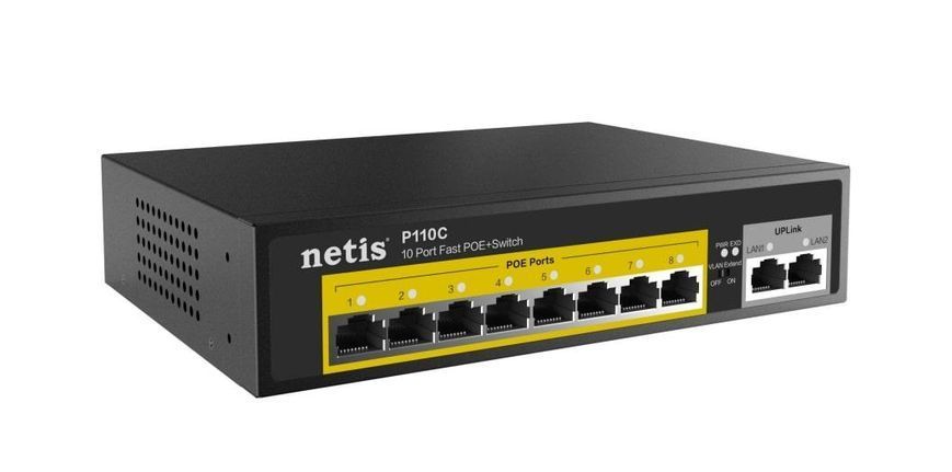 Комутатор Netis P110C 10xFE (8xPoE), 120Вт, Некерований RC_P110C фото