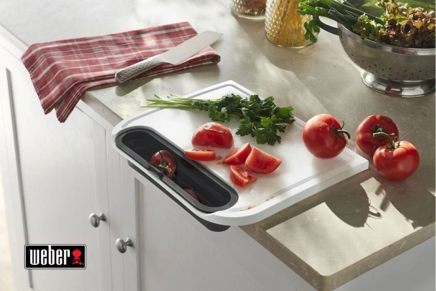 Дошка для нарізки, пластикова з лотком Weber 7032 GR_009990 фото