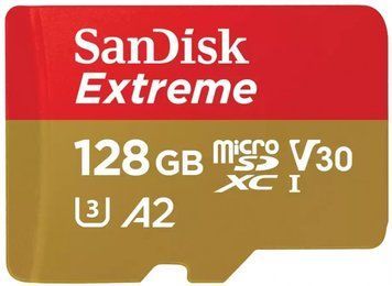 Карта пам'яті SanDisk microSD 128GB C10 UHS-I U3 R190/W90MB/s Extreme V30 RC_SDSQXAA-128G-GN6MN фото