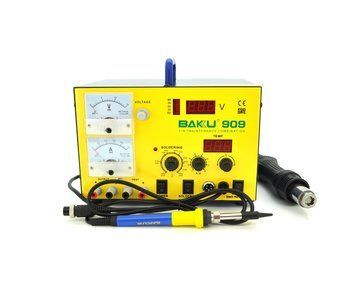 Паяльная станция BAKKU BK-909 цифровая индикация, паяльник + фен, с встроен. БП 0-15В 1А (320*298*238) 4,8 кг U_11259 фото