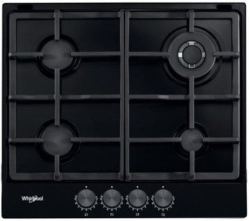 Варильна поверхня Whirlpool газова, 60см, чавун, конфорка з подвійним рядом полум'я, чорний RC_TKRL661NB фото
