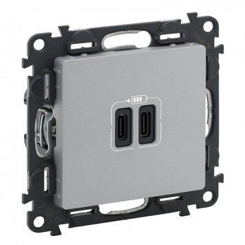 Legrand Розетка Valena LIFE USB-С+USB-С, 3А 5В, алюміній RC_753307 фото