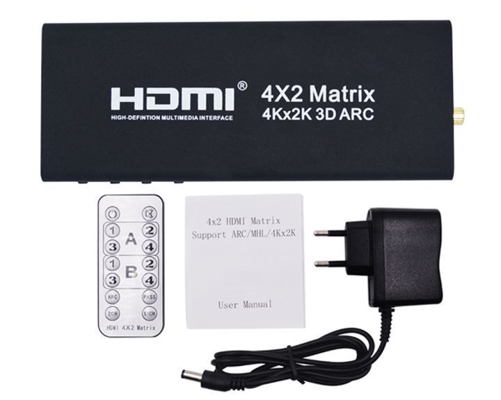 HDMI спліттер Voltronic Matrix 4X2, якістю 4K, 2K, 3D (розмір 220*168*53) вага 0.6 кг U_15615 фото