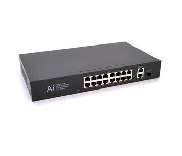 POE коммутатор Merlion 16 POE 10/100 + 1 Single Fiber Tx 1310nm 20km + 2 RJ45 10/100/1000 + встроенный блок U_23504 фото