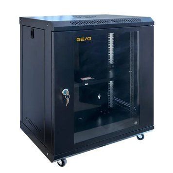 Шкаф серверный настенный с полкой GEAR 12U 19'' 530x400x600 мм., Черный (GWMSN-12U) IP_0104 фото