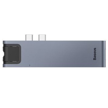 USB Hub Baseus Thunderbolt C Pro Dual Type-C to USB3.0*2+HDMI+RJ45+Type-C PD+ microSD+ SD(CAHUB-L0G) USB Hub LP_16514 фото