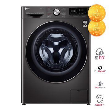 Пральна-сушильна машина LG фронтальна, 10.5(7)кг, 1400, А, 56см, дисплей, пара, інвертор, чорний RC_F4V9RC9P фото