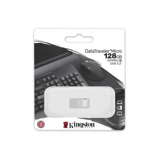 Накопичувач Kingston 128GB USB 3.2 Type-A Gen1 DT Micro R200MB/s Metal RC_DTMC3G2/128GB фото
