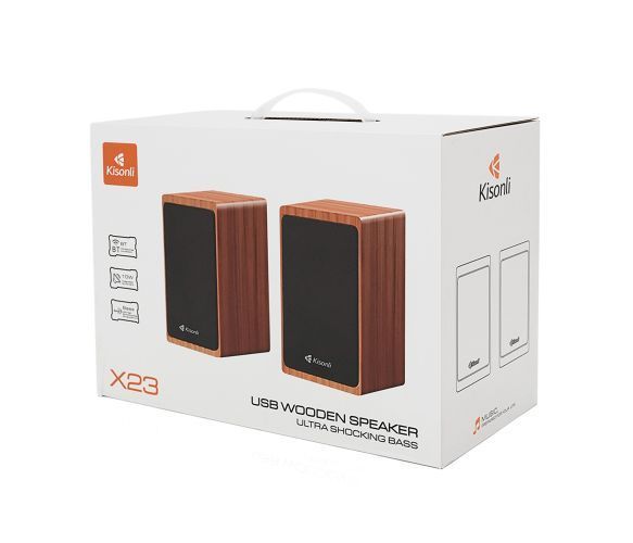 Колонки Kisonli X23BT, 2x5W, USB/AUX/BT, DC: 5V/1-2A, Wooden, Q15 U_31331 фото