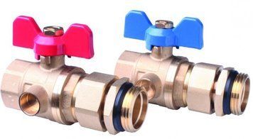 Комплект кульових кранів Danfoss FHF-BV, 1", для підключення колекторів, 2шт, прямий, латунь RC_088U0822 фото