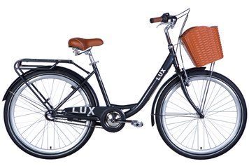 Велосипед сталь 26 Dorozhnik LUX планет рама-17" темно-серый с багажником заднего St с корзиной Pl с крылом St VT_OPS-D-26-253 фото