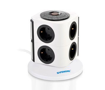 Удлинитель SAFEMORE настольный, на 8 розеток, 10A, 220-250V, 2500W, 2м, White U_21039 фото