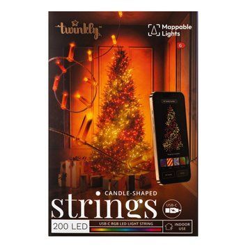 Гірлянда Smart LED Twinkly Strings Candle RGB 200 IP20 12м USB-C кабель прозорий Twinkly RC_TWKC200RGB-T фото