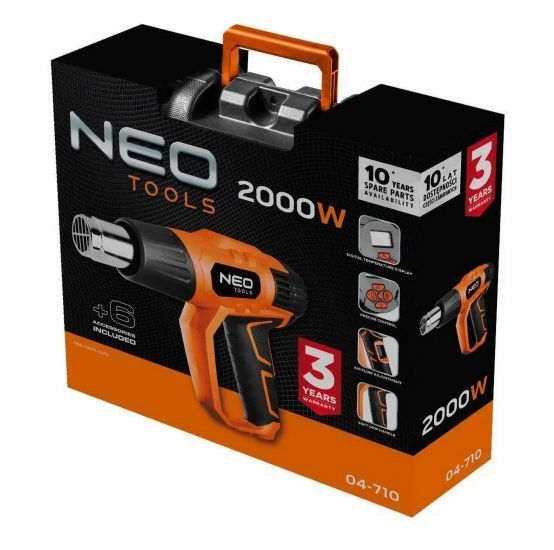 Фен будівельний Neo Tools 2000Вт 70-600&deg;C 300/500л/хв 0.77кг RC_04-710 фото