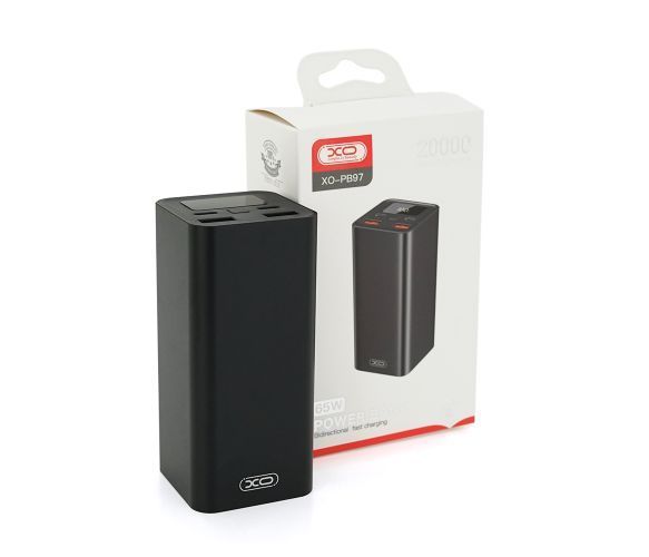 Повербанк XO-PB97 20000mAh, Input: (2хType-C), Output: (2хUSB, 2хType-C), PD65W для Laptop, plastic, Black U_29300 фото