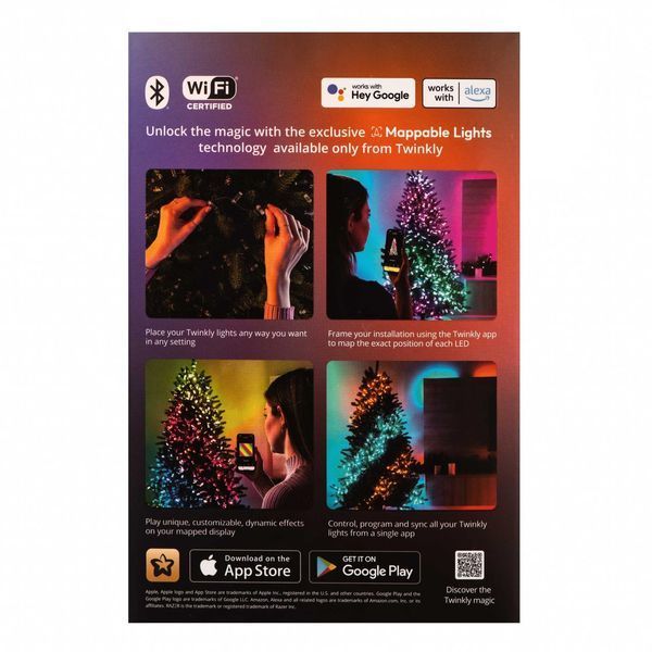 Гірлянда Smart LED Twinkly Strings Candle RGB 200 IP20 12м USB-C кабель прозорий Twinkly RC_TWKC200RGB-T фото