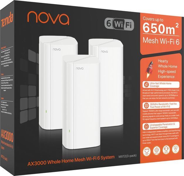 Система WiFi-Mesh MX12 NOVA AX3000, 3мод Tenda RC_MX12-KIT-3 фото