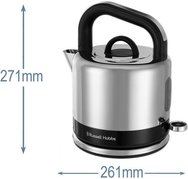 Електрочайник Russell Hobbs Distinctions Ocean 1.5л, Strix, метал, сріблясто-чорний RC_26420-70 фото