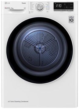 Сушильна машина LG тепловий насос, 9кг, A++, 69см, дисплей, автоматичне очищення конденсатора, білий RC_DC90V5V0W фото