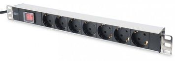 Блок розеток Digitus 1U, 7xSchuko, 16A, 250V, выключатель, вилка Schuko RC_DN-95402 фото