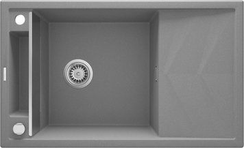 Мойка кухонная Deante Magnetic, гранит, прямоугольная, с крылом, 820х500х219мм, чаша - 1, накладная, серый RC_ZRM_S113 фото