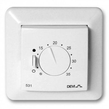 Терморегулятор DEVI DEVIreg 531 (+5+35&deg;C) механический, с воздушным датчиком, 85х85мм, 15A, белый RC_140F1034 фото