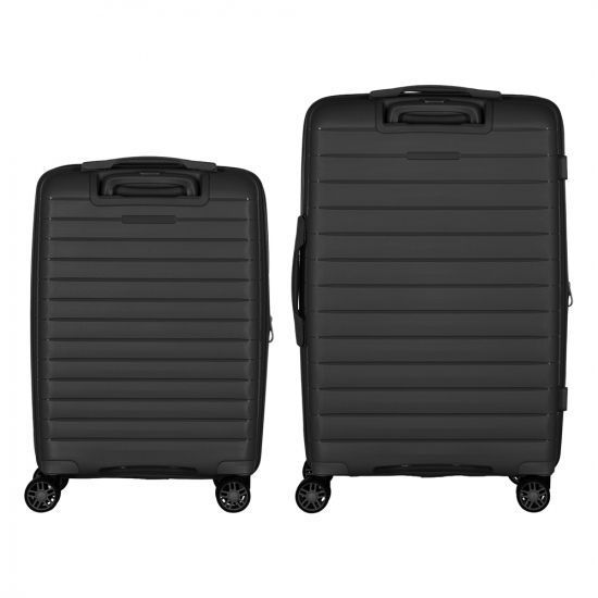 Набір валіз 2E, Aero, поліпропілен, (M+S), TSA, 4 колеса, EXP, чорний RC_2E-SPP-AERO-SET2-BK фото