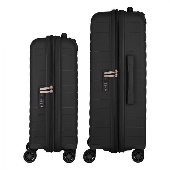 Набір валіз 2E, Aero, поліпропілен, (M+S), TSA, 4 колеса, EXP, чорний RC_2E-SPP-AERO-SET2-BK фото
