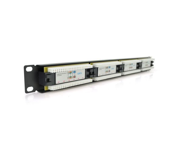Патч панель PiPo 24 порти UTP кат 6 19" 1U неекранована чорна Q25 U_00632 фото