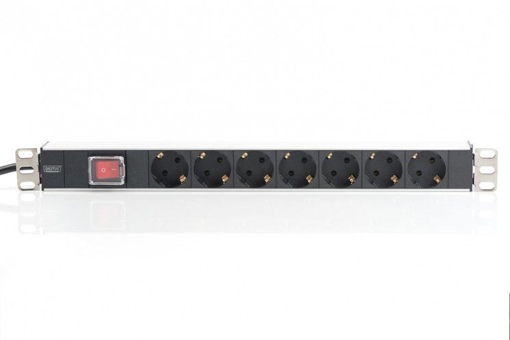 Блок розеток Digitus 1U, 7xSchuko, 16A, 250V, выключатель, вилка Schuko RC_DN-95402 фото